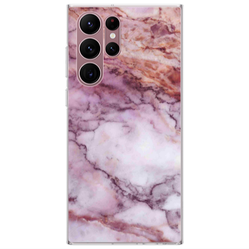 Samsung S22 Ultra Marble Brown And Pink Transparent Silicone TPU Θήκη