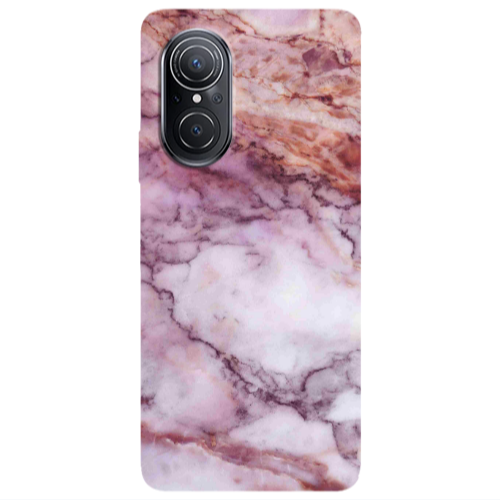Huawei Nova 9 SE Marble Brown And Pink Transparent Silicone TPU Θήκη