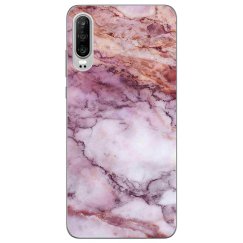 Huawei P30 Marble Brown And Pink Transparent Silicone TPU Θήκη
