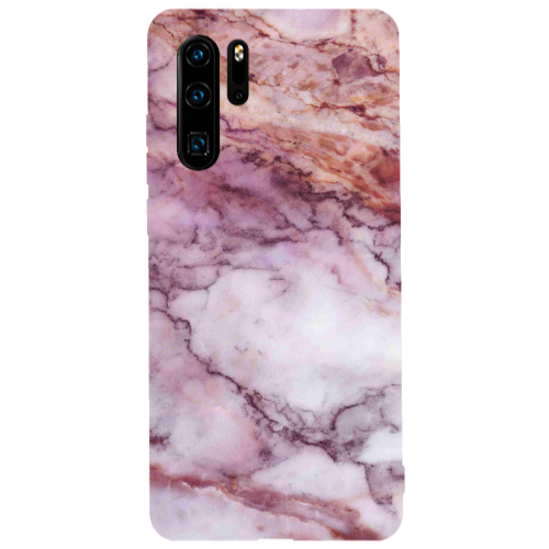 Huawei P30 Pro Marble Brown And Pink Transparent Silicone TPU Θήκη