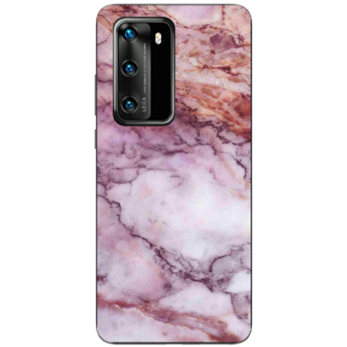 Huawei P40 Marble Brown And Pink Transparent Silicone TPU Θήκη