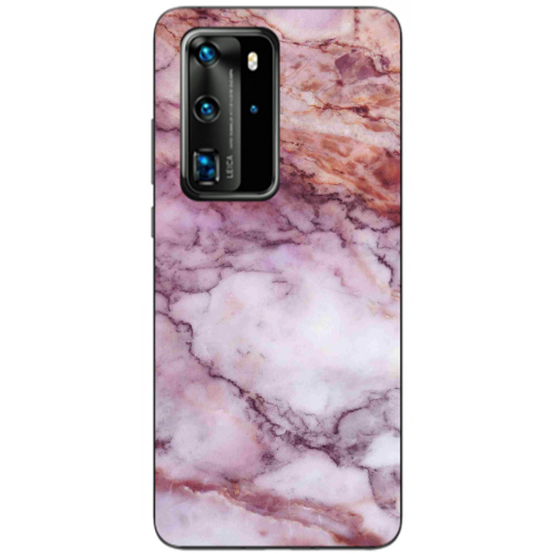 Huawei P40 Pro Marble Brown And Pink Transparent Silicone TPU Θήκη