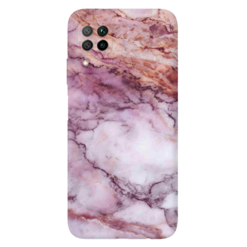 Huawei P40 Lite Marble Brown And Pink Transparent Silicone TPU Θήκη