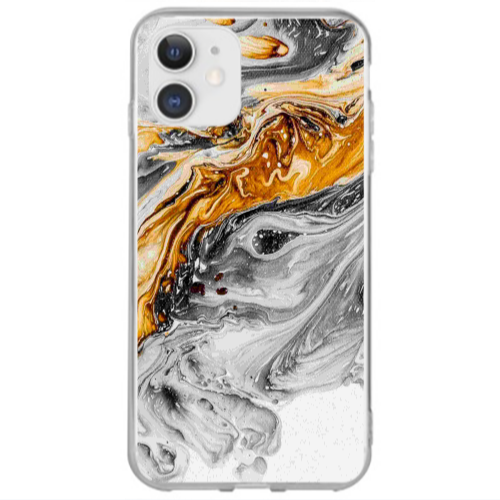 Apple iPhone 12 Marble gray Patern Transparent Silicone TPU Θήκη