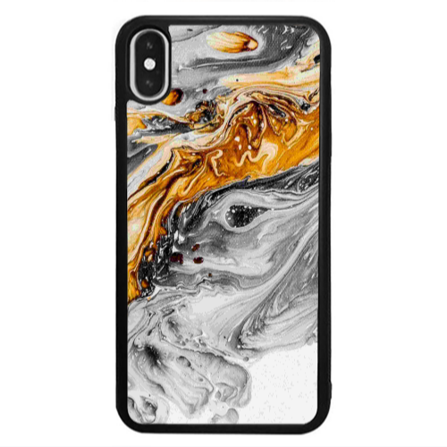 Apple iPhone X Marble gray Patern Black Glossy Θήκη