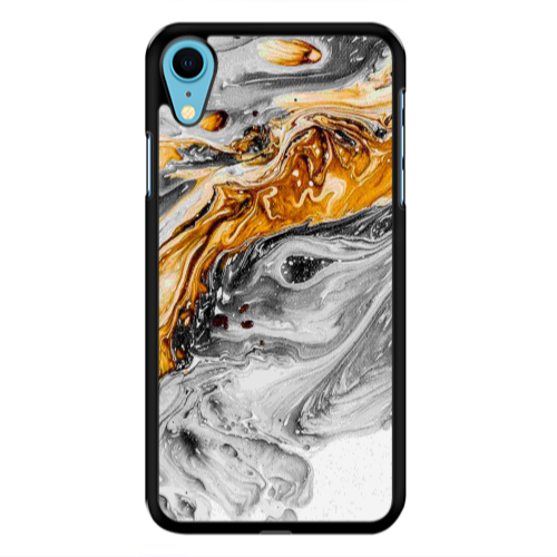 Apple iPhone Xr Marble gray Patern Black Glossy Θήκη