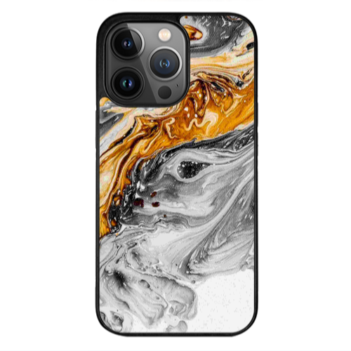 Apple iPhone 13 Pro Max Marble gray Patern Black Glossy Θήκη