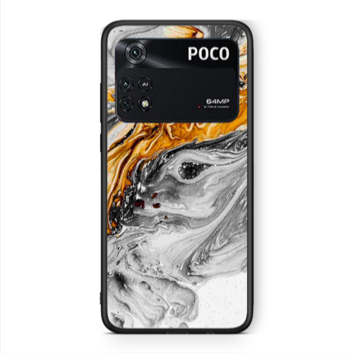 Xiaomi Poco M4 Pro 4G Marble gray Patern Black Glossy Θήκη