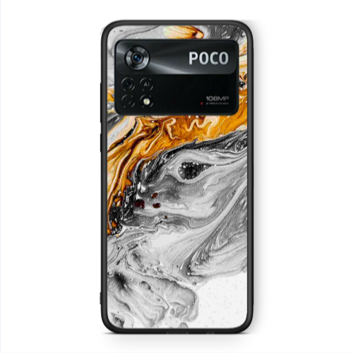 Xiaomi Poco X4 Pro Marble gray Patern Black Glossy Θήκη