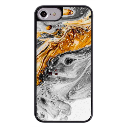Apple iPhone 7 Marble gray Patern Black Glossy Θήκη