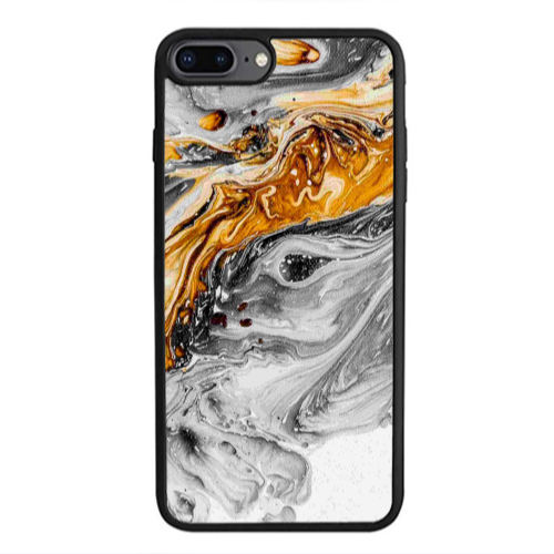 Apple iPhone 7 Plus Marble gray Patern Black Glossy Θήκη