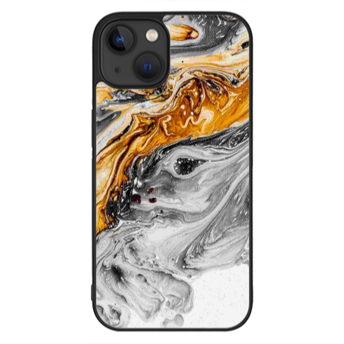 Apple iPhone 13 Mini Marble gray Patern Black Glossy Θήκη