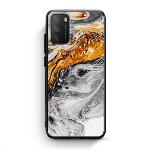Xiaomi Poco M3 Marble gray Patern Black Glossy Θήκη