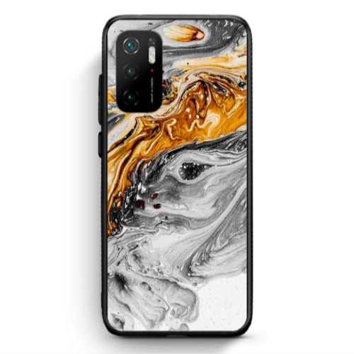 Xiaomi Poco M3 Pro Marble gray Patern Black Glossy Θήκη
