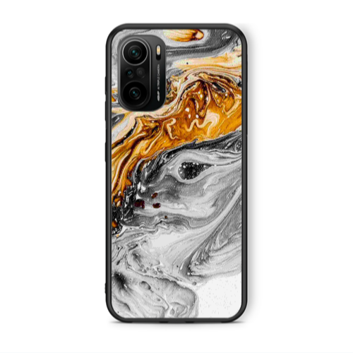 Xiaomi Poco F3 Marble gray Patern Black Glossy Θήκη