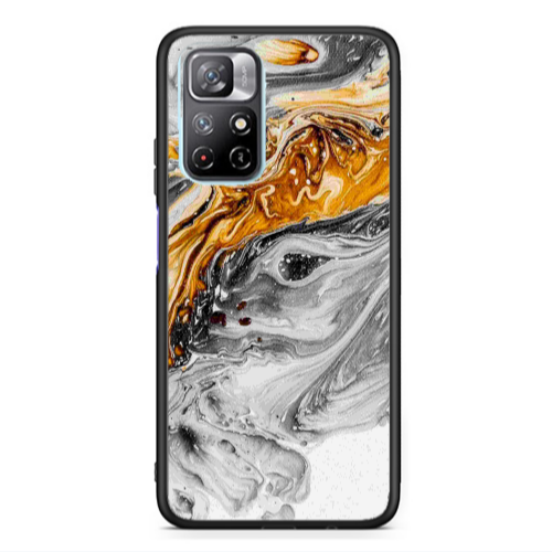 Xiaomi Poco M4 Pro 5G Marble gray Patern Black Glossy Θήκη