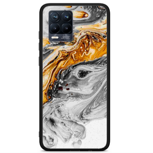 Realme 8 i Marble gray Patern Black Glossy Θήκη