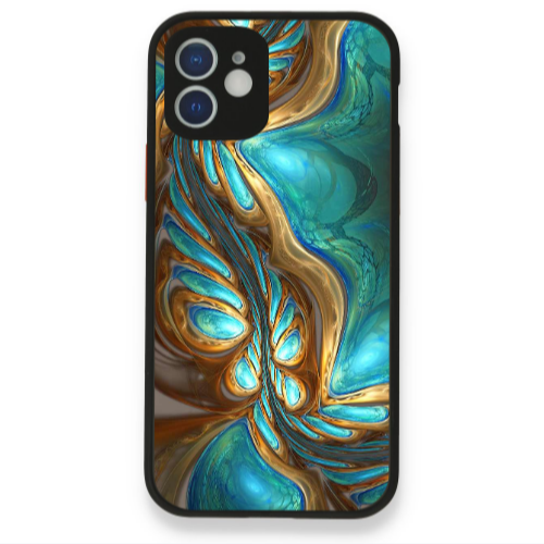Apple iPhone 12 Marble Blurry Black Glossy Θήκη