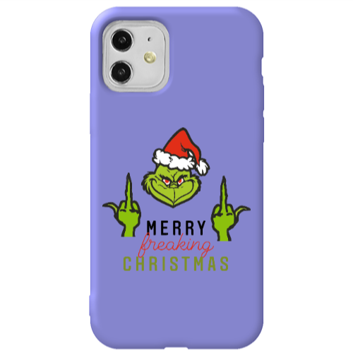 Apple iPhone 11  Merry Christmas44 Purple Colored Silicone TPU Θήκη