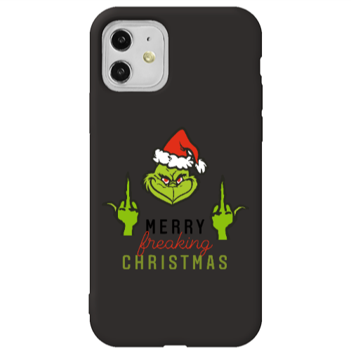 Apple iPhone 11  Merry Christmas44 Black Colored Silicone TPU Θήκη
