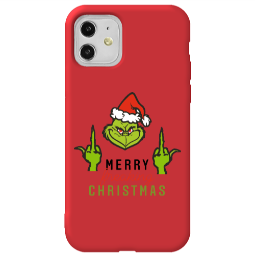 Apple iPhone 11  Merry Christmas44 Red Colored Silicone TPU Θήκη
