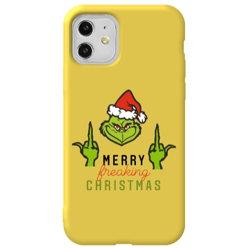 Apple iPhone 11  Merry Christmas44 Yellow Colored Silicone TPU Θήκη