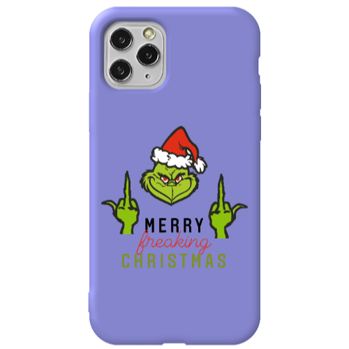 Apple iPhone 11 Pro Merry Christmas44 Purple Colored Silicone TPU Θήκη