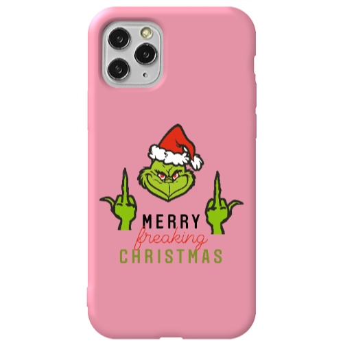 Apple iPhone 11 Pro Merry Christmas44 Pink Colored Silicone TPU Θήκη