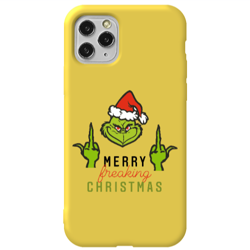 Apple iPhone 11 Pro Merry Christmas44 Yellow Colored Silicone TPU Θήκη