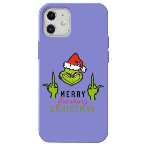 Apple iPhone 12 Merry Christmas44 Purple Colored Silicone TPU Θήκη