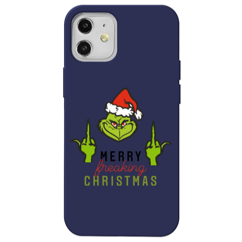 Apple iPhone 12 Merry Christmas44 Dark blue Colored Silicone TPU Θήκη