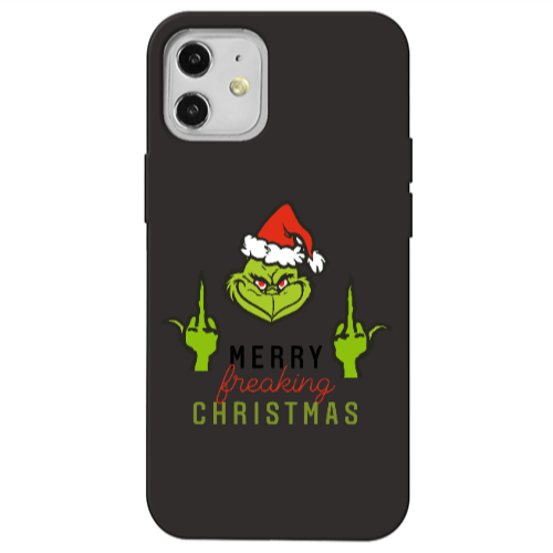 Apple iPhone 12 Merry Christmas44 Black Colored Silicone TPU Θήκη