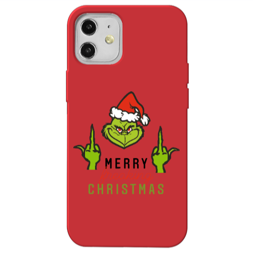 Apple iPhone 12 Merry Christmas44 Red Colored Silicone TPU Θήκη