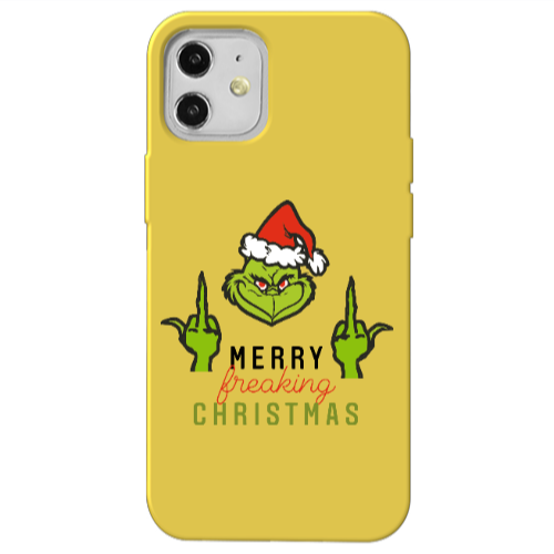 Apple iPhone 12 Merry Christmas44 Yellow Colored Silicone TPU Θήκη