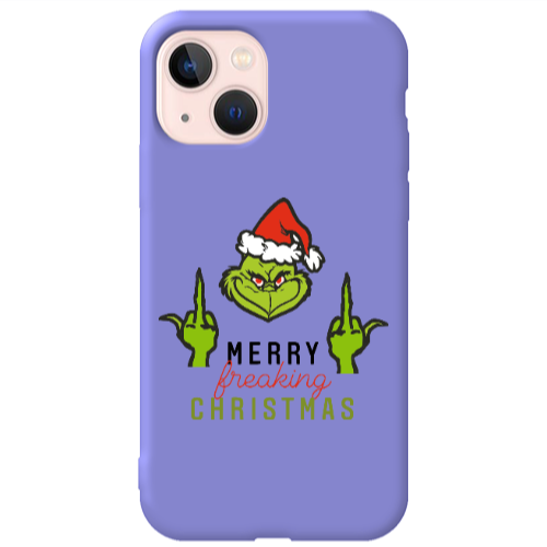 Apple iPhone 13 Merry Christmas44 Purple Colored Silicone TPU Θήκη