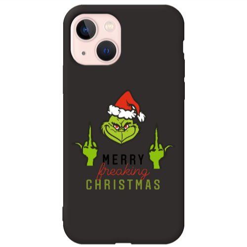Apple iPhone 13 Merry Christmas44 Black Colored Silicone TPU Θήκη