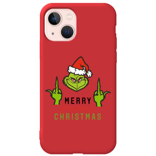 Apple iPhone 13 Merry Christmas44 Red Colored Silicone TPU Θήκη