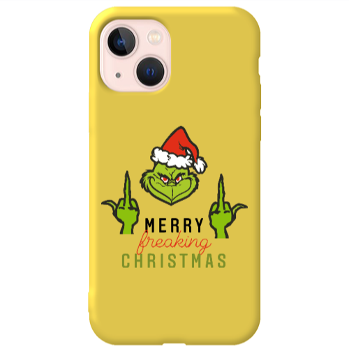 Apple iPhone 13 Merry Christmas44 Yellow Colored Silicone TPU Θήκη