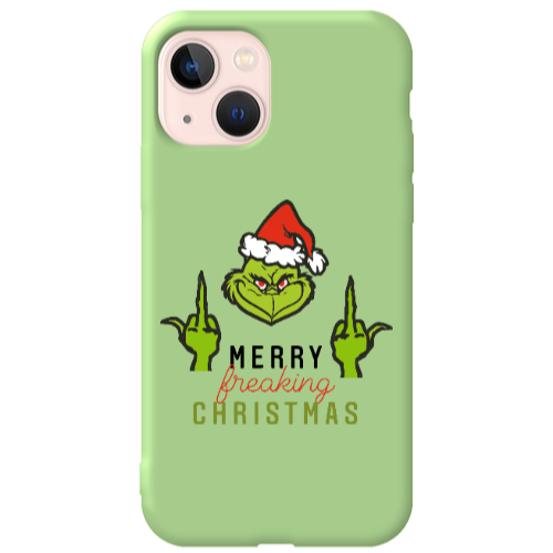 Apple iPhone 13 Merry Christmas44 Light Green Colored Silicone TPU Θήκη