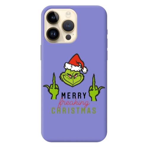 Apple iPhone 13 Pro Max Merry Christmas44 Purple Colored Silicone TPU Θήκη
