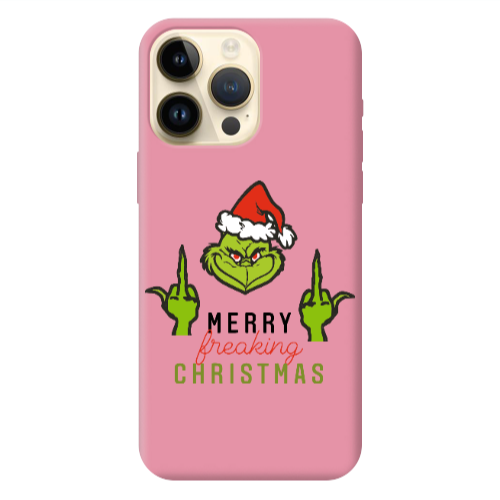 Apple iPhone 13 Pro Max Merry Christmas44 Pink Colored Silicone TPU Θήκη