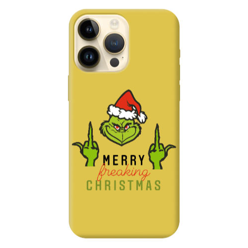 Apple iPhone 13 Pro Max Merry Christmas44 Yellow Colored Silicone TPU Θήκη