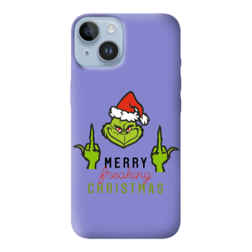 Apple iPhone 14  Merry Christmas44 Purple Colored Silicone TPU Θήκη