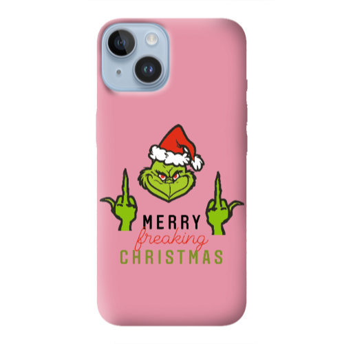 Apple iPhone 14  Merry Christmas44 Pink Colored Silicone TPU Θήκη