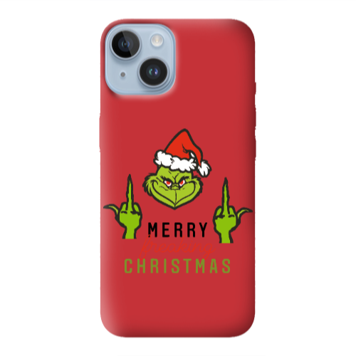 Apple iPhone 14 Plus Merry Christmas44 Red Colored Silicone TPU Θήκη