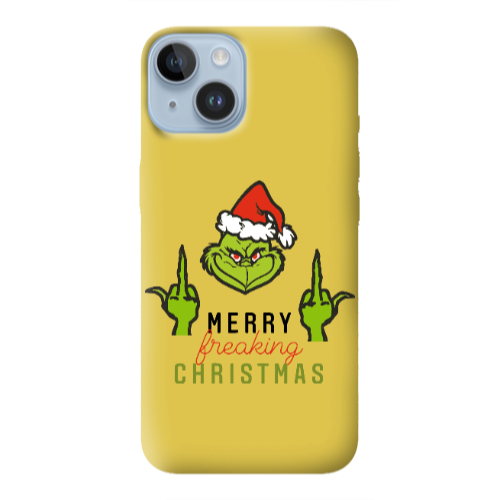 Apple iPhone 14 Plus Merry Christmas44 Yellow Colored Silicone TPU Θήκη