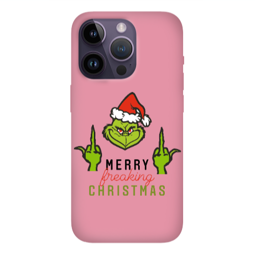 Apple iPhone 14 Pro  Merry Christmas44 Pink Colored Silicone TPU Θήκη