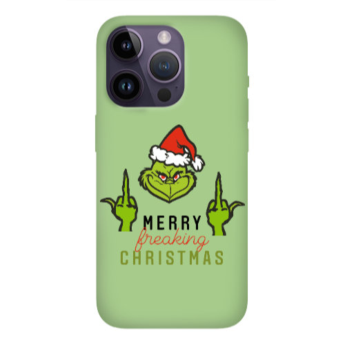 Apple iPhone 14 Pro Max Merry Christmas44 Light Green Colored Silicone TPU Θήκη