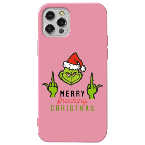 Apple iPhone 13 Pro Merry Christmas44 Pink Colored Silicone TPU Θήκη