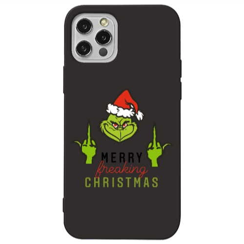 Apple iPhone 12 Pro Merry Christmas44 Black Colored Silicone TPU Θήκη